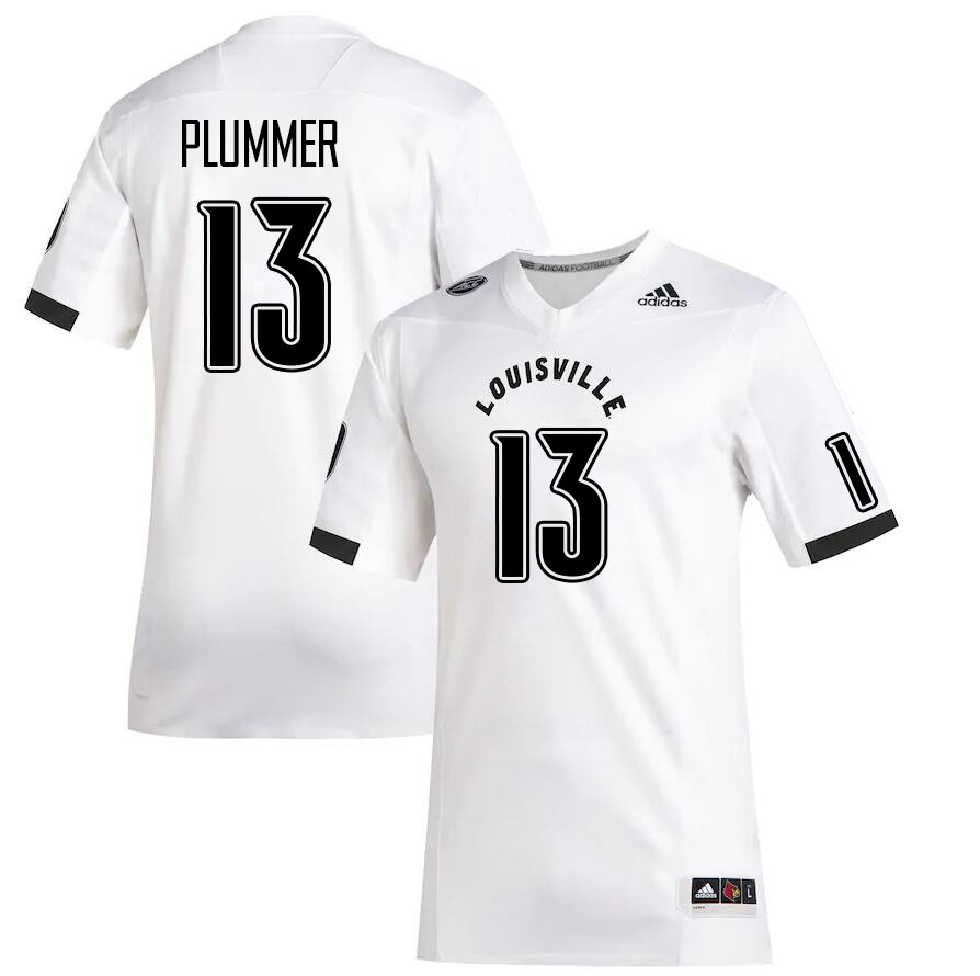 Men #13 Jack Plummer Louisville Cardinals College Football Jerseys Stitched Sale-White